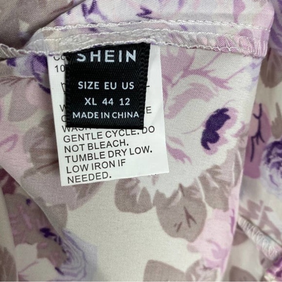 SHEIN VCAY Floral Print Twist Sweetheart Neck Puff Sleeve Bodycon Dress - Picture 5 of 9